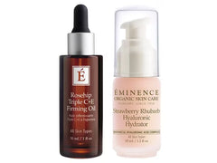 Eminence Organics Rosehip Triple C+E Firming Oil & Strawberry Rhubarb Hyaluronic Hydrator Duo